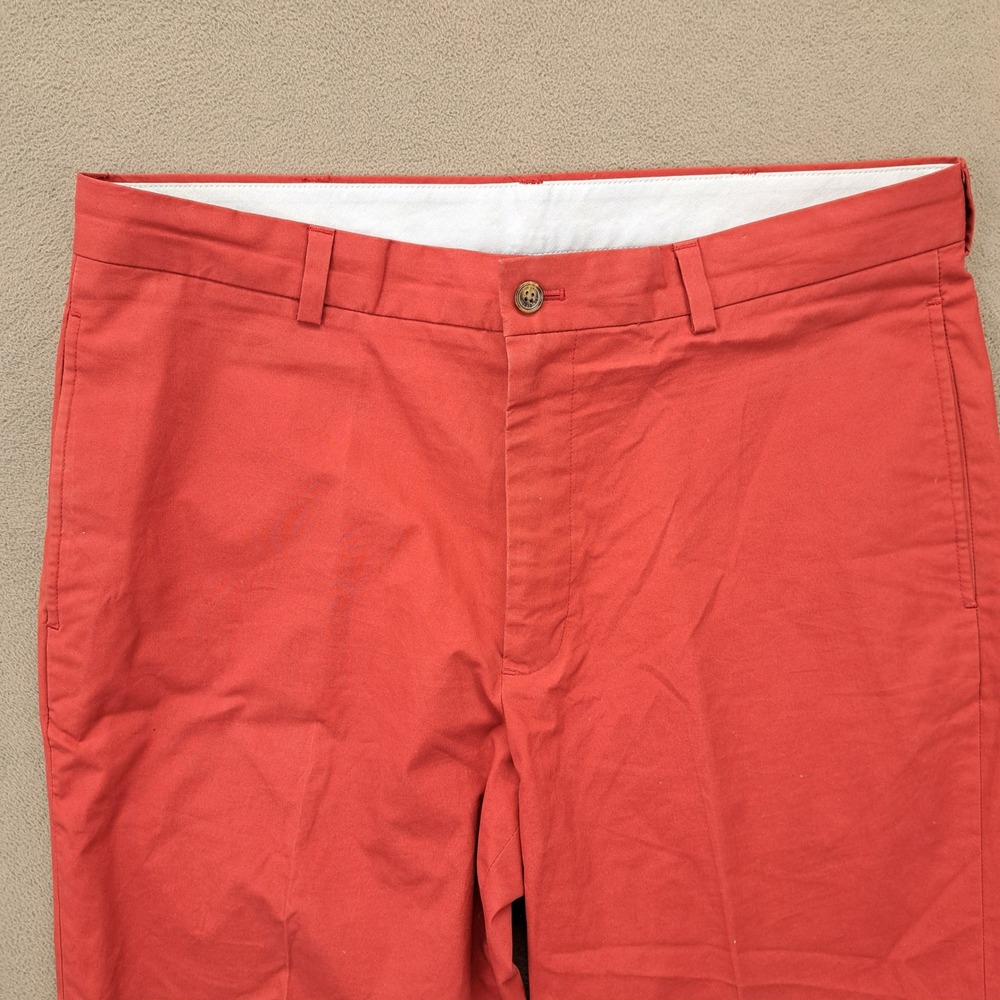 Brooks Brothers 346 Mens Red Cotton Classic Fit Flat Front Chinos Pants 36x30 - Picture 2 of 9